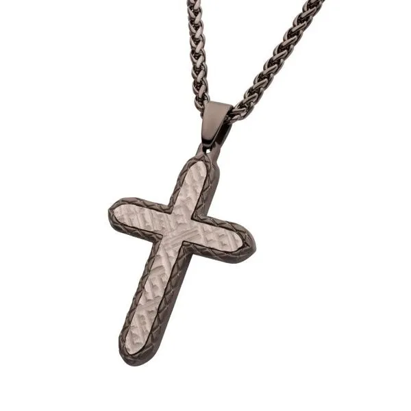 GUN METAL IP STAINLESS STEEL CROSS NECKLACE Parkers' Karat Patch Asheville, NC