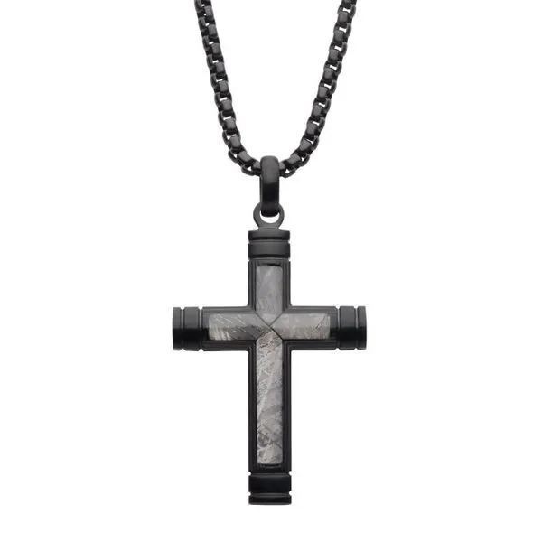 METEORITE & STAINLESS STEEL CROSS NECKLACE Parkers' Karat Patch Asheville, NC