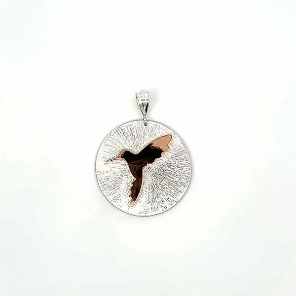 HANDMADE ONE OF A KIND HUMMINGBIRD DISC PENDANT Parkers' Karat Patch Asheville, NC