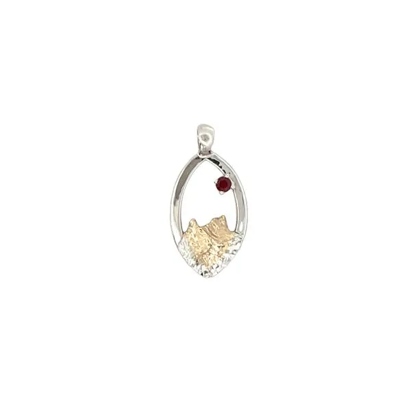 VERTICAL ELLIPSE MOUNTAIN PENDANT WITH RED GARNET Parkers' Karat Patch Asheville, NC