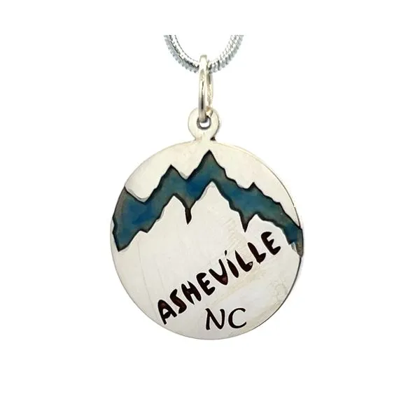 BLUE ENAMEL BLUE RIDGE MOUNTAIN ASHEVILLE PENDANT Parkers' Karat Patch Asheville, NC
