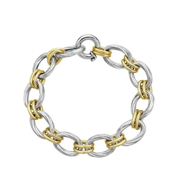 TWO TONE OVAL AND DOUBLE LINK BRACELET Parkers' Karat Patch Asheville, NC