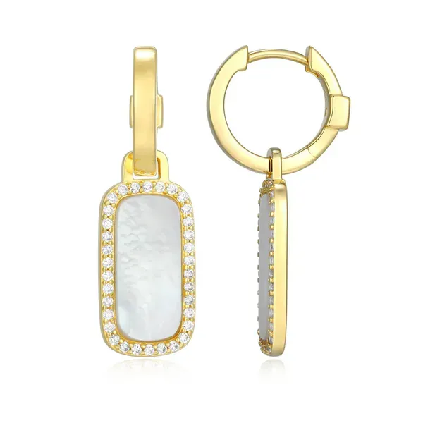 MOTHER OF PEARL GOLD PLATED SILVER EARRINGS Image 2 Parkers' Karat Patch Asheville, NC