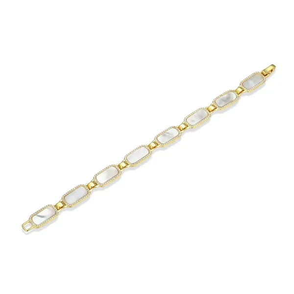 MOTHER OF PEARL & CZ GOLD PLATED BRACELET Image 2 Parkers' Karat Patch Asheville, NC