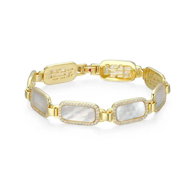 MOTHER OF PEARL & CZ GOLD PLATED BRACELET Parkers' Karat Patch Asheville, NC