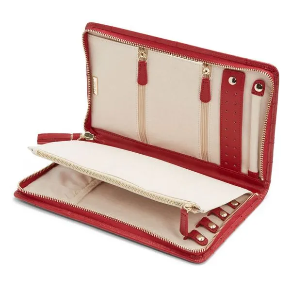 RED LEATHER CAROLINE PORTFOLIO TRAVEL JEWEL CASE Parkers' Karat Patch Asheville, NC