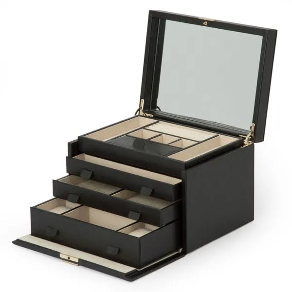 LARGE BLACK LEATHER JEWELRY BOX Parkers' Karat Patch Asheville, NC