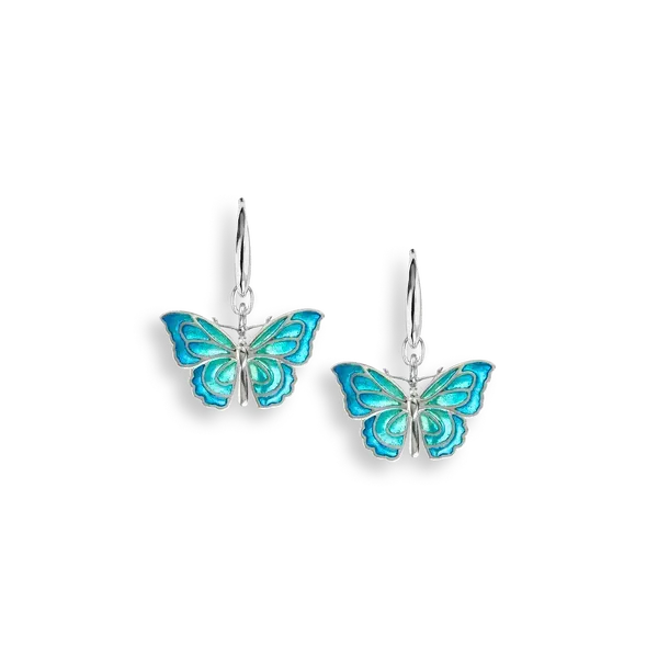 BLUE ENAMEL BUTTERFLY DANGLE EARRINGS Parkers' Karat Patch Asheville, NC