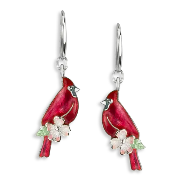 CARDINAL & DOGWOOD ENAMEL EARRINGS Parkers' Karat Patch Asheville, NC
