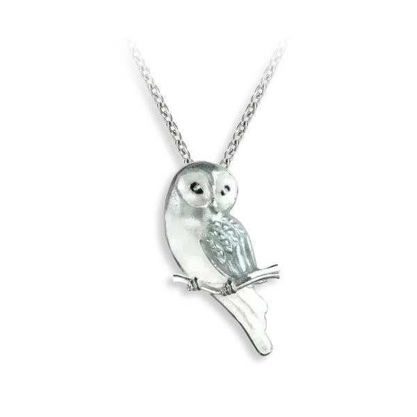 WHITE ENAMELED OWL NECKLACE Parkers' Karat Patch Asheville, NC