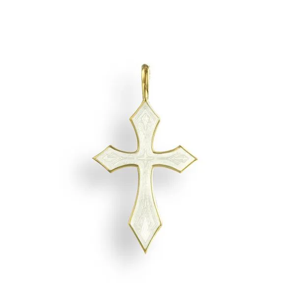 18KY WHITE ENAMELED CROSS PENDANT Parkers' Karat Patch Asheville, NC