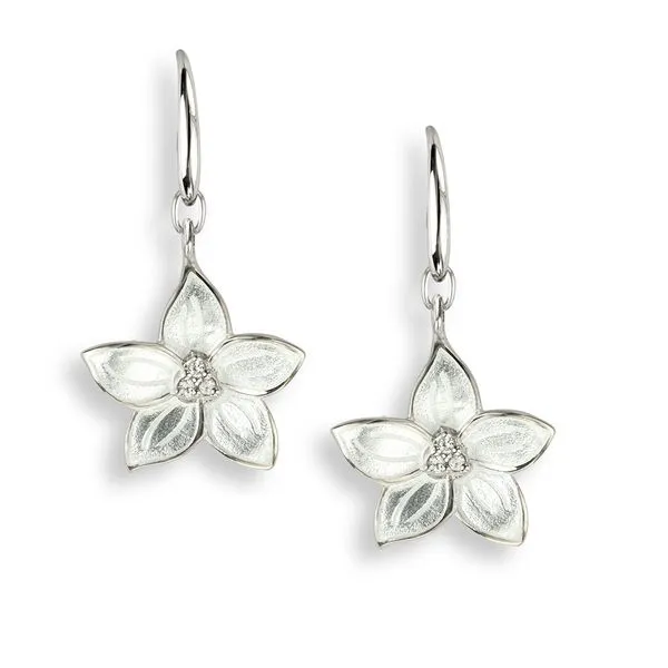 WHITE STEPHANOTIS FLOWER EANGLE EARRINGS Parkers' Karat Patch Asheville, NC