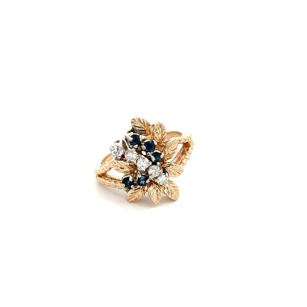 ESTATE LEAFY DIAMOND & SAPPHIRE RING Parkers' Karat Patch Asheville, NC