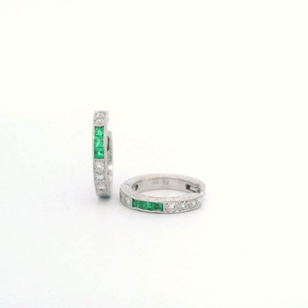 ESTATE PLATINUM EMERALD & DIAMOND EARRINGS Parkers' Karat Patch Asheville, NC