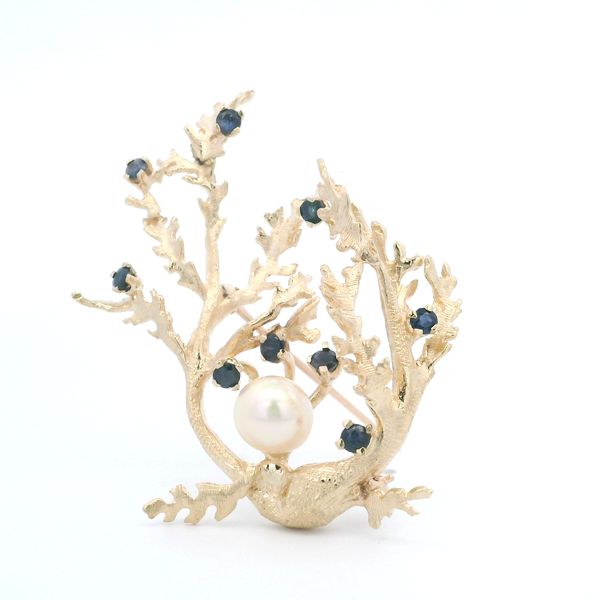 ESTATE SAPPHIRE & PEARL PIN/BROOCH Parkers' Karat Patch Asheville, NC