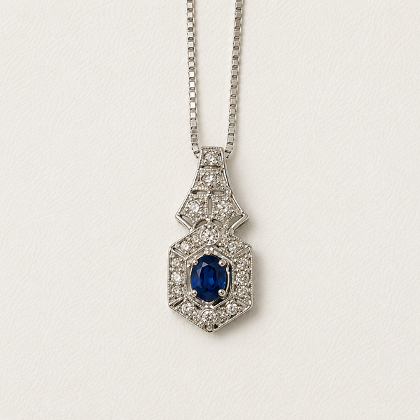 ESTATE SAPPHIRE & DIAMOND NECKLACE Parkers' Karat Patch Asheville, NC