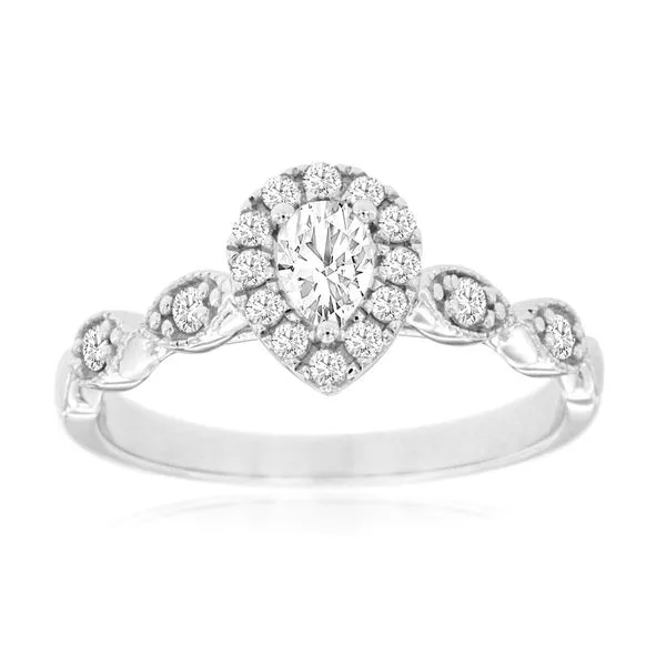 14 Karat White Gold Pear Halo Engagement Ring Paul Bensel Jewelers Yuma, AZ