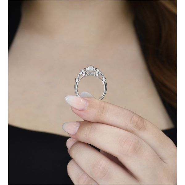 14K White Gold 0.58 ctw Cushion Shaped Halo Engagement Ring Image 3 Paul Bensel Jewelers Yuma, AZ