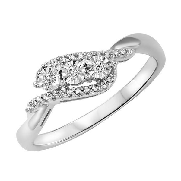 10 Karat White Gold Three-stone Bypass Engagement Ring Paul Bensel Jewelers Yuma, AZ