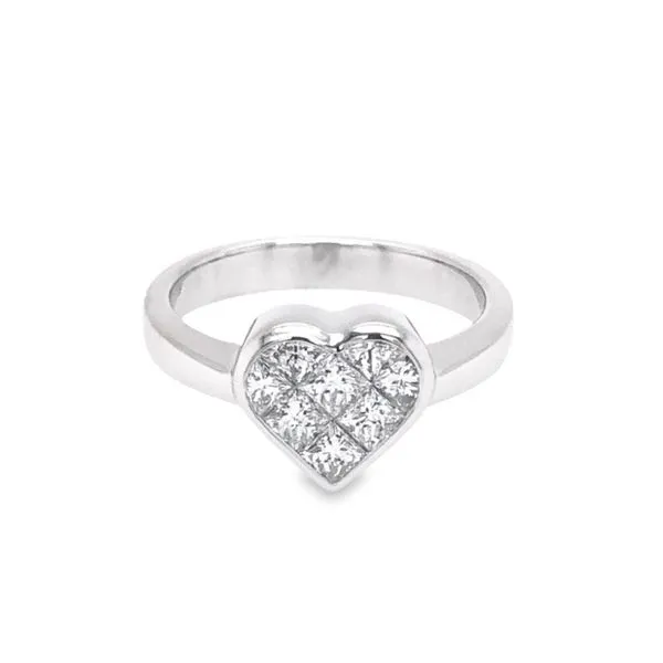 18 Karat White Gold Invisible-set Heart Solitaire Style Engagement Ring Image 4 Paul Bensel Jewelers Yuma, AZ