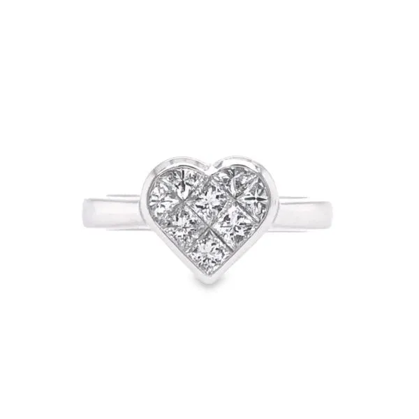 18 Karat White Gold Invisible-set Heart Solitaire Style Engagement Ring Image 5 Paul Bensel Jewelers Yuma, AZ
