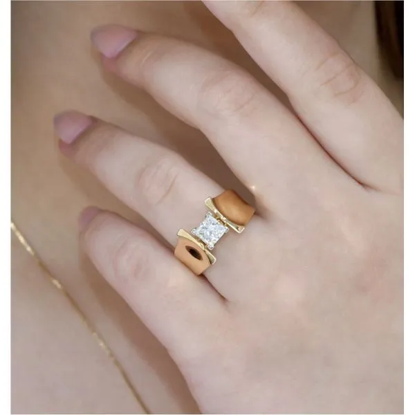 14K Yellow Gold Bensel Made Wide Solitaire Engagement Ring Image 2 Paul Bensel Jewelers Yuma, AZ