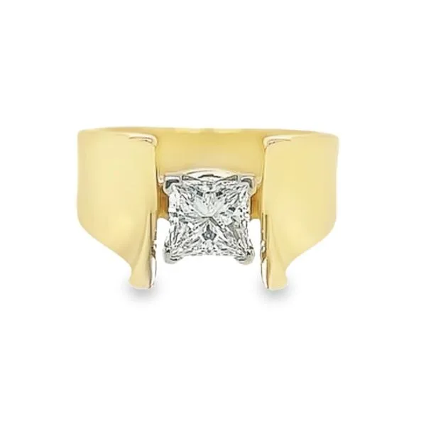 14K Yellow Gold Bensel Made Wide Solitaire Engagement Ring Paul Bensel Jewelers Yuma, AZ