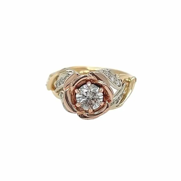 14K Tri Tone Bensel Made 1.13 ctw Floral Engagement Ring Image 5 Paul Bensel Jewelers Yuma, AZ