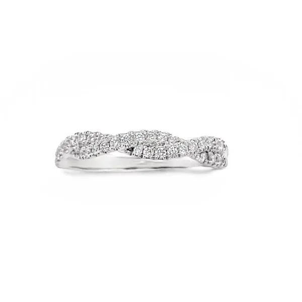 14K White Gold Intertwined French V-Split Stackable Diamond Band Image 3 Paul Bensel Jewelers Yuma, AZ