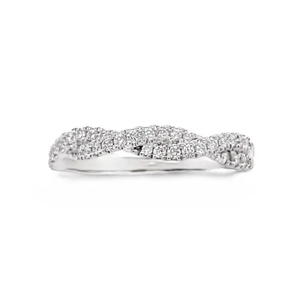 14K White Gold Intertwined French V-Split Stackable Diamond Band Paul Bensel Jewelers Yuma, AZ