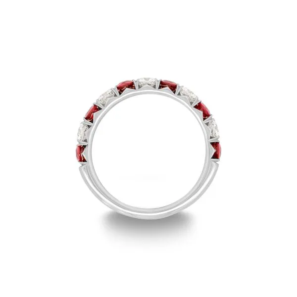 14K White Gold Split Prong Ruby and Diamond Band Image 3 Paul Bensel Jewelers Yuma, AZ