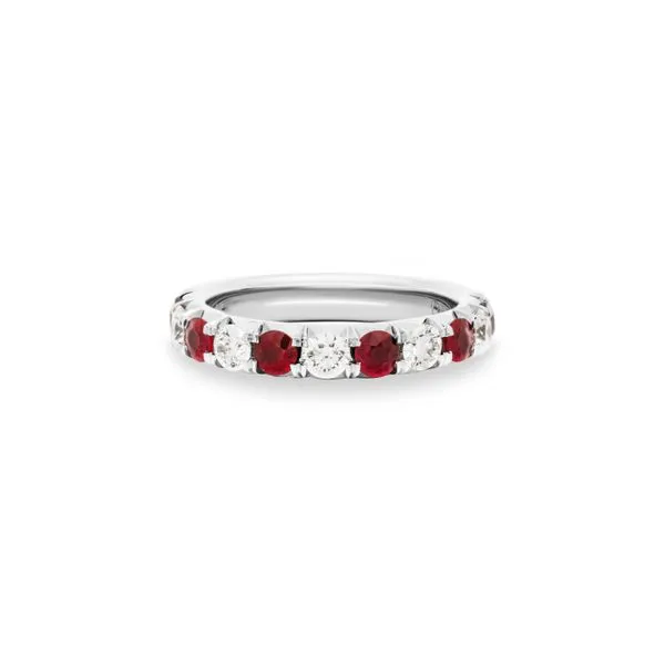 14K White Gold Split Prong Ruby and Diamond Band Paul Bensel Jewelers Yuma, AZ
