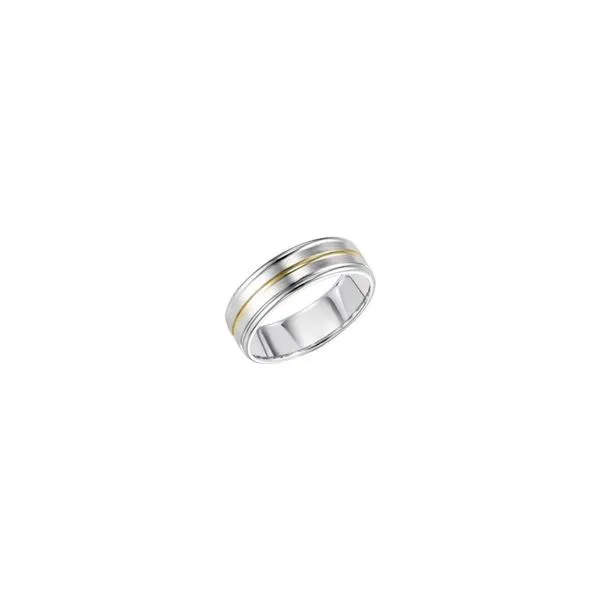 14K Two-Tone White and Yellow Gold 7 mm Comfort Fit Wedding Band Image 2 Paul Bensel Jewelers Yuma, AZ