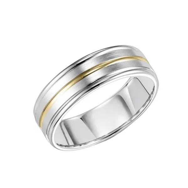 14K Two-Tone White and Yellow Gold 7 mm Comfort Fit Wedding Band Paul Bensel Jewelers Yuma, AZ