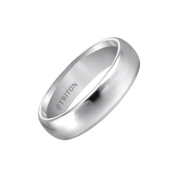 Gray Tungsten Roll Edge Domed Wedding Band with a Polished Finish Paul Bensel Jewelers Yuma, AZ