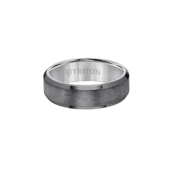 Tantalum 7 mm Beveled Step Edge Wedding Band with a Satin Finish Image 3 Paul Bensel Jewelers Yuma, AZ