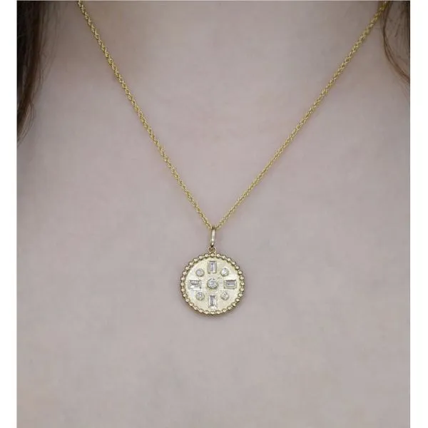 14K Yellow Gold 0.33 ctw Diamond Disc Necklace Image 2 Paul Bensel Jewelers Yuma, AZ