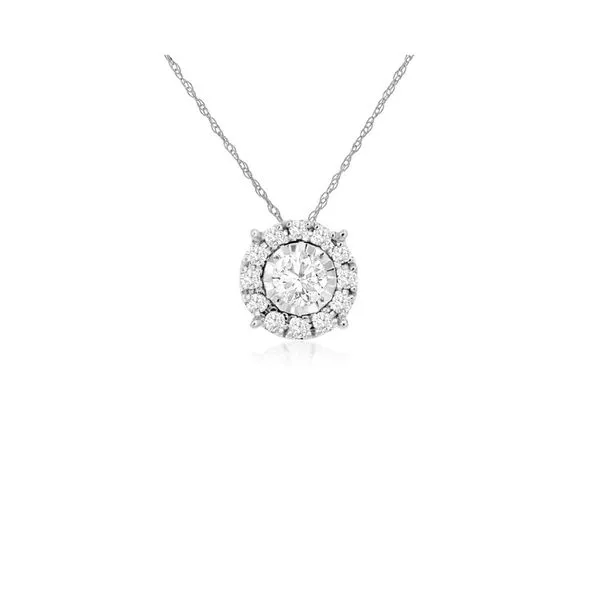 Round Brilliant Cut Diamond Halo Necklace