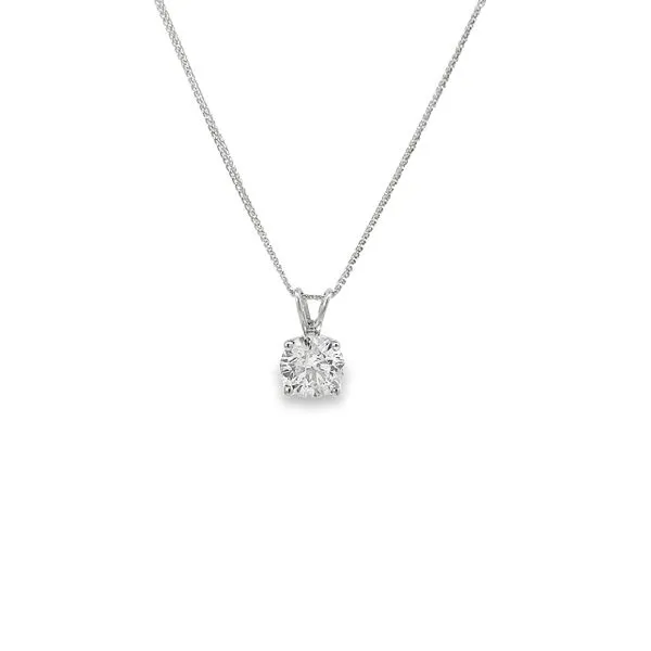 14K White Gold 1 Carat Traditional Diamond Solitaire Necklace Image 2 Paul Bensel Jewelers Yuma, AZ