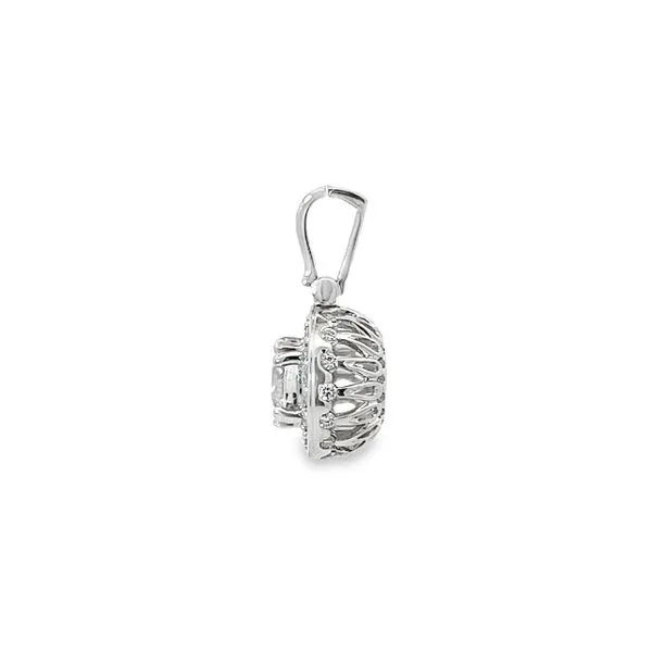 14K White Gold Bensel Made 1.53 ctw Diamond Halo Pendant Image 4 Paul Bensel Jewelers Yuma, AZ