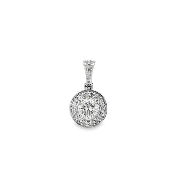 14K White Gold Bensel Made 1.53 ctw Diamond Halo Pendant Paul Bensel Jewelers Yuma, AZ