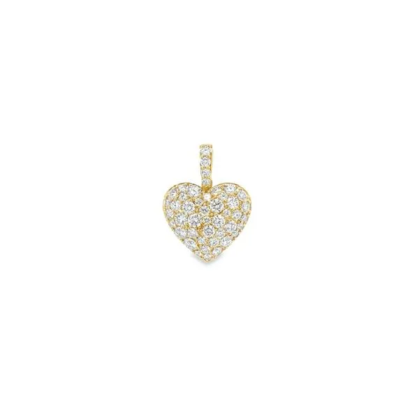 14K Yellow Gold 1.10 ctw Dome Heart Pavé Pendant Image 3 Paul Bensel Jewelers Yuma, AZ