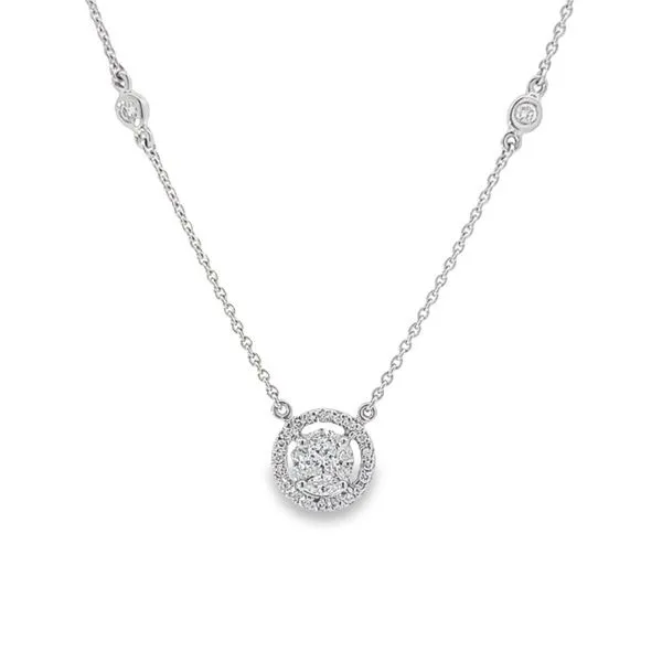 14K White Gold 0.50 ctw Diamond Halo Necklace Paul Bensel Jewelers Yuma, AZ