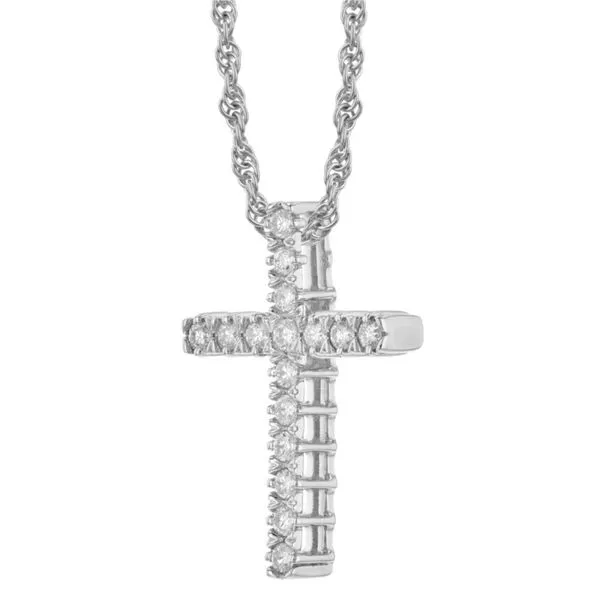 14K White Gold 0.25 ctw Diamond Cross Necklace Image 2 Paul Bensel Jewelers Yuma, AZ