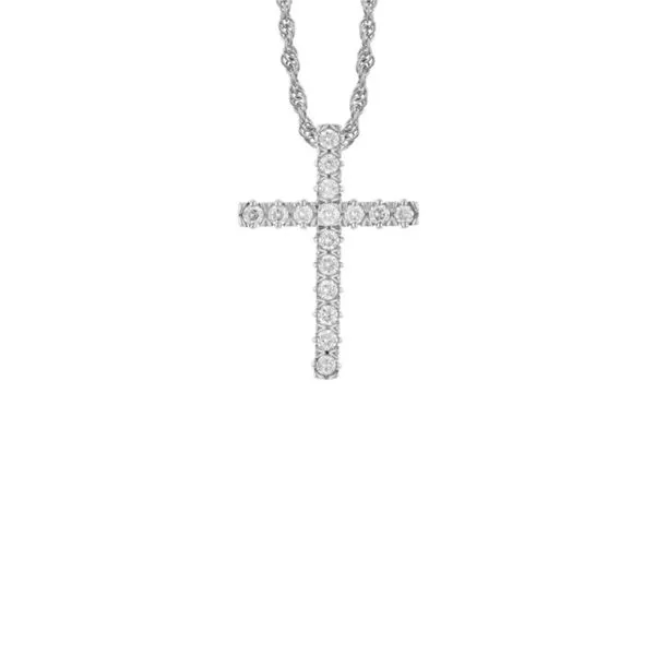 14K White Gold 0.25 ctw Diamond Cross Necklace Image 3 Paul Bensel Jewelers Yuma, AZ