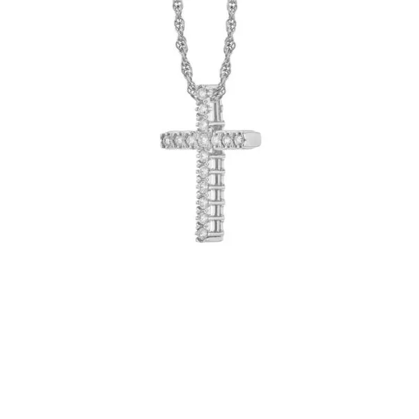14K White Gold 0.25 ctw Diamond Cross Necklace Image 4 Paul Bensel Jewelers Yuma, AZ