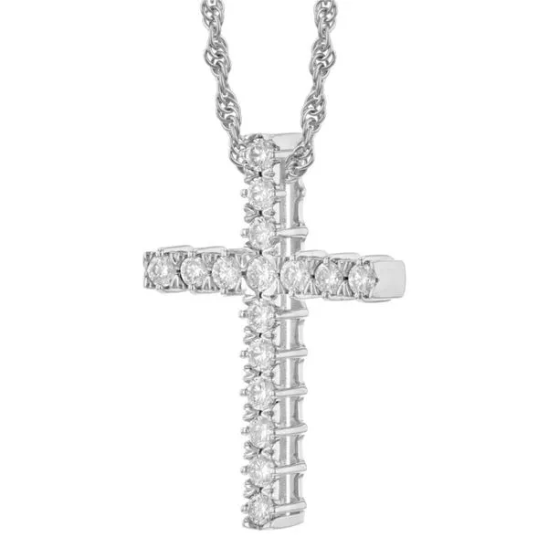 14K White Gold 0.50 ctw Diamond Cross Necklace Image 2 Paul Bensel Jewelers Yuma, AZ