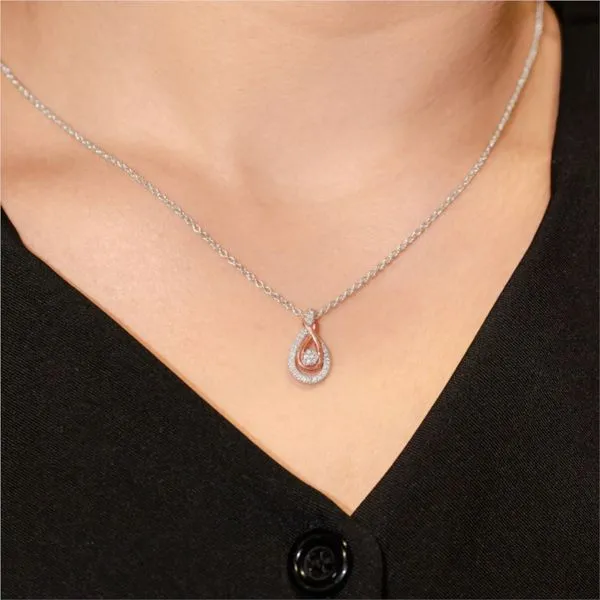 Sterling Silver and 10K Rose Gold Diamond Necklace Image 2 Paul Bensel Jewelers Yuma, AZ