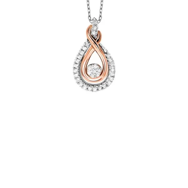 Sterling Silver and 10K Rose Gold Diamond Necklace Image 4 Paul Bensel Jewelers Yuma, AZ