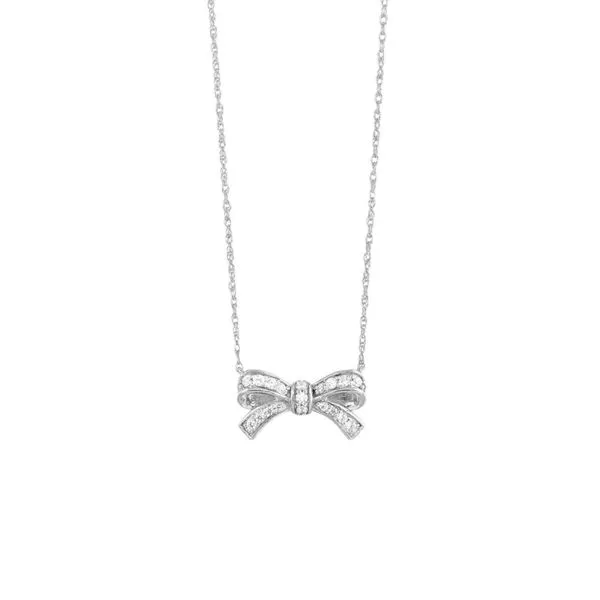 10K White Gold 0.14 ctw Diamond Bow Necklace Image 3 Paul Bensel Jewelers Yuma, AZ